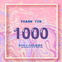 1000 Followers thank you banner. Vector illustration.