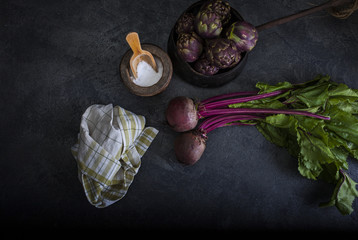 Red Round Turnip on dark background