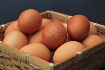 Basket of Hens Eggs - Close Up
