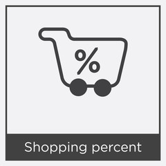 Shopping percent icon isolated on white background