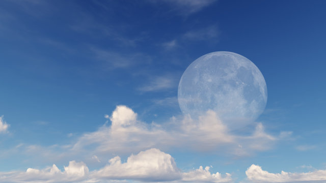 3d Rendering Cloud Moon Sky Background