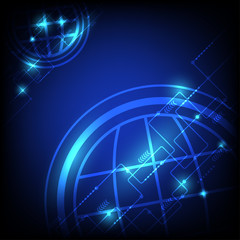 Digital hitech technology with network line background.