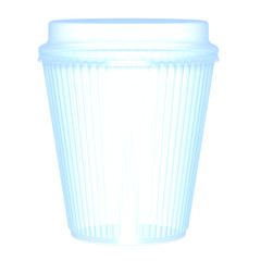 Plastic or paper corrugated  glass and cap 3D illustration