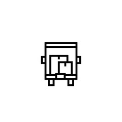 truck moving house icon with lots of cardboard boxes symbol. simple clean thin outline style design.