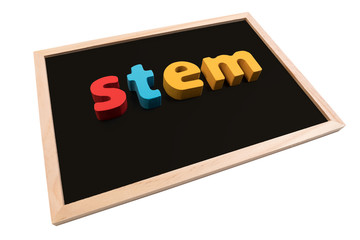 STEM Education. Science Technology Engineering Mathematics. STEM word on school blackboard for background.
