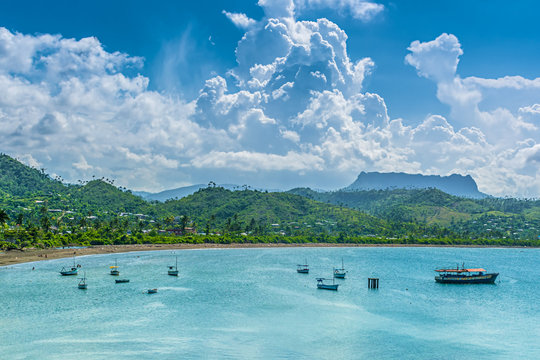 Bay of Baracoa with El Yunque table mountain in the background 