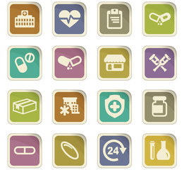 Drug store icons set