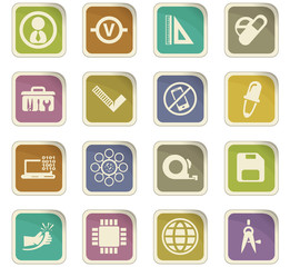 Faculty of mechanics icons set