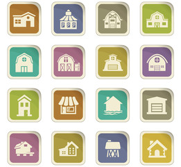 Farm building icons set