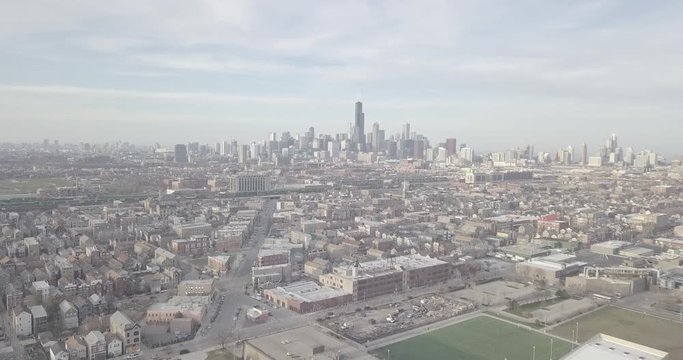 Chicago Skyline from Pilsen (Drone)