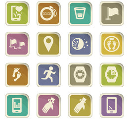 Joggin and workout modern monitoring apps icons set