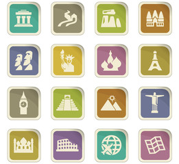 Travel and Wonders icons set