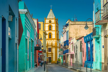 The colorful Calle Ignacio Agramonte in Camagüey, Cuba