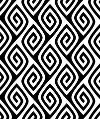 Obraz premium Vector seamless texture. Modern abstract background. Repeating monochrome pattern with figures of curved lines.