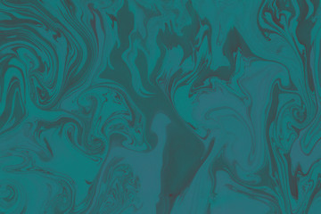 Naklejka premium Suminagashi marble texture hand painted with teal ink. Digital paper 330 performed in traditional japanese suminagashi floating ink technique. Mind-blowing liquid abstract background.