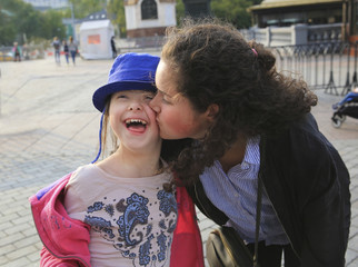 Happy family moments in the city