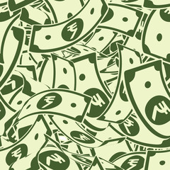 Fototapeta premium Indian rupee notes seamless pattern. Scattered INR bills. India big flying money pattern. Jackpot, wealth or success concept. Vector illustration.