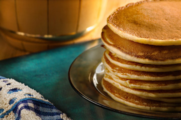 Appetizing Baked pancake on a table, background, texture