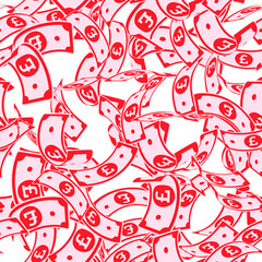 British pound notes seamless pattern. Scattered GBP bills. United Kingdom random flying money pattern. Jackpot, wealth or success concept. Vector illustration.