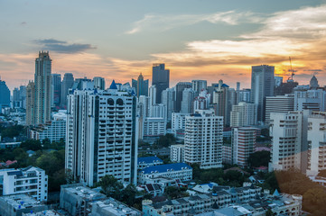 Naklejka na ściany i meble Bangkok, Thailande, vue coucher soleil capitale