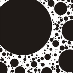 Pattern with circles, peas of different sizes randomly, randomly scattered on a white background.