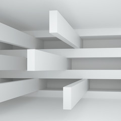 3d illustration. White Abstract three-dimensional composition of horizontal intersecting lines. Architectural background, render.