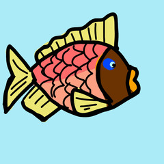 Obraz premium Figure fish on a blue background