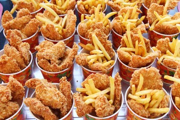 French fries and fried chicken nuggets delicious