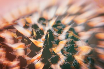 Microscopic phot with organisms and abstract shapes