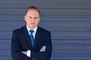 Determined astute young businessman