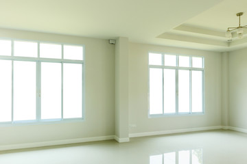 Empty living room interior with isolated window frame