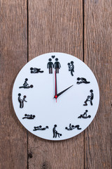 An image of Female, man symbol, Sex clock and expressions clock showing 02:00 am or pm. on the...