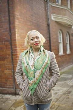 Portrait of a mixed race woman in an urban street