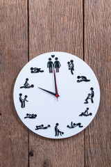 An image of Female, man symbol, Sex clock and expressions clock showing 10:00 am or pm. on the...