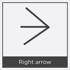 Right arrow icon isolated on white background