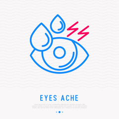 Tears in eye, dryness thin line icon. Modern vector illustration.