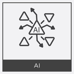 AI icon isolated on white background