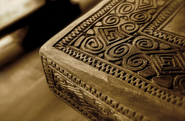 Details of a Hand-carved wooden table 