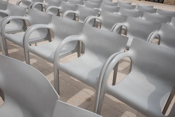 Naklejka premium empty auditorium chairs outdoors