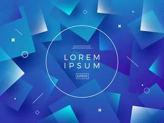 Abstract vector background. Composition with square shapes and round frame for text or message.