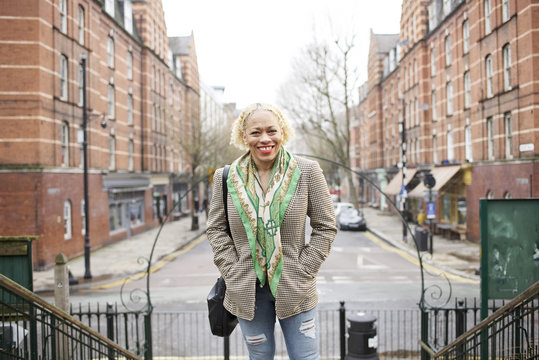 Portrait of a mixed race woman in an urban street