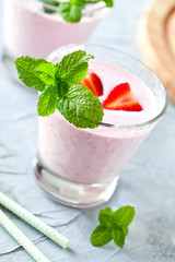Couple Of Glasses Of Strawberry Milshake