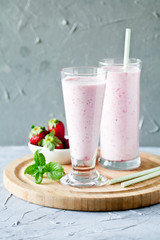 Glasses Of Strawberry Milshake
