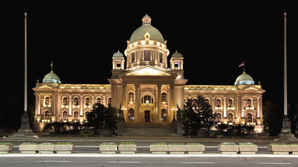 Serbian Parliament Night