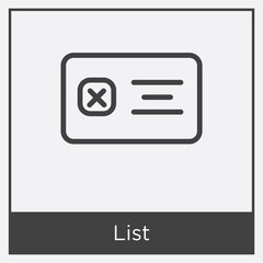 List icon isolated on white background