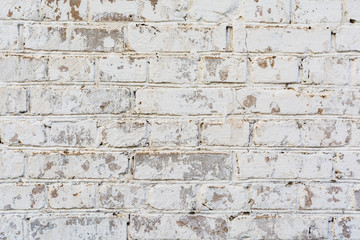 texture painted old brick wall, damaged uneven brickwork, abstract background