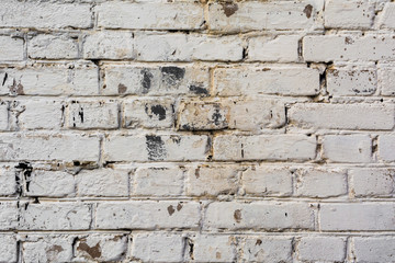 texture painted old brick wall, damaged uneven brickwork, abstract background
