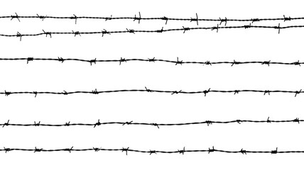 silhouette of a barbed wire isolated on white background - Powered by Adobe