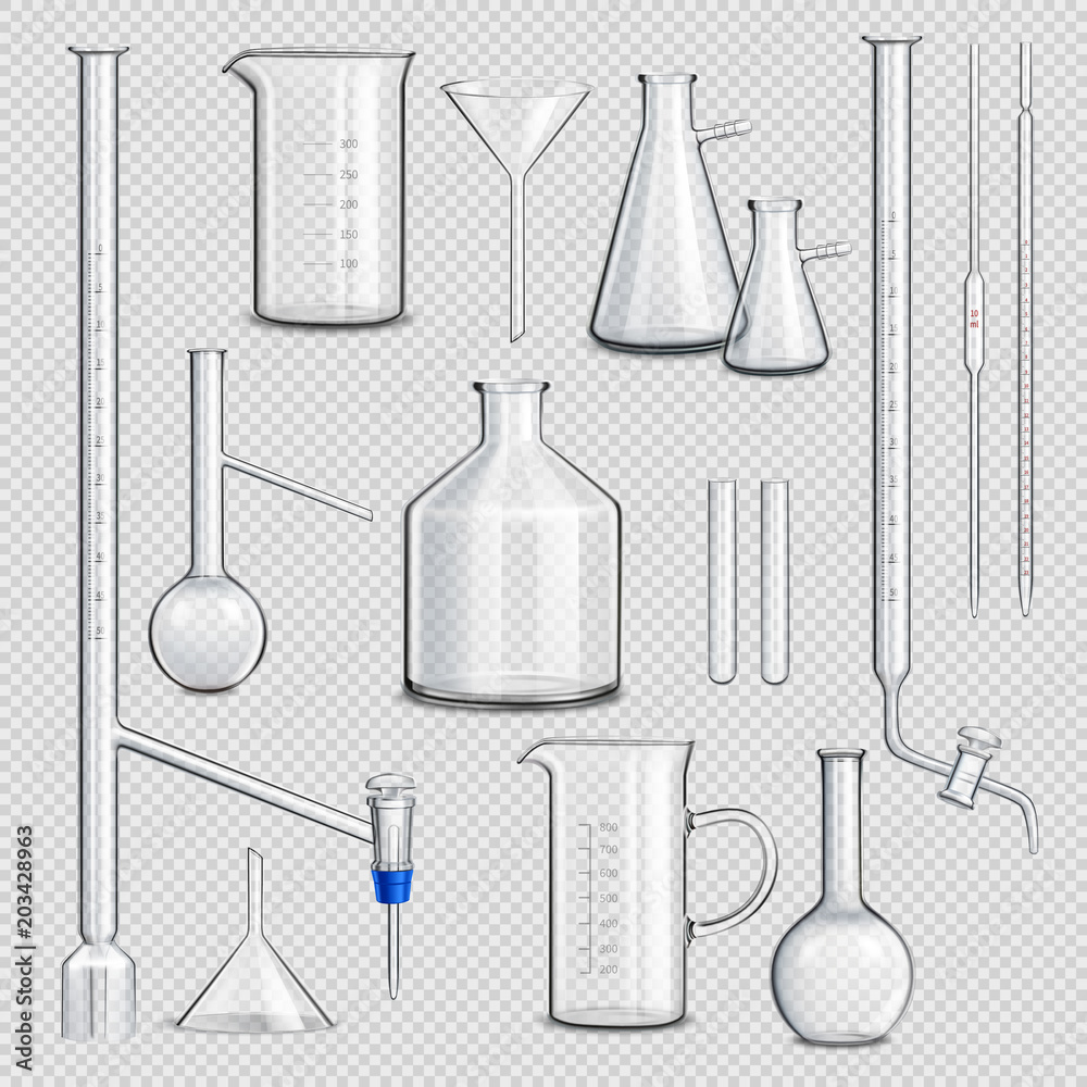 Sticker Laboratory Glassware Transparent Set