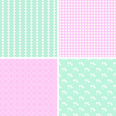 4 Cute different vector seamless patterns.